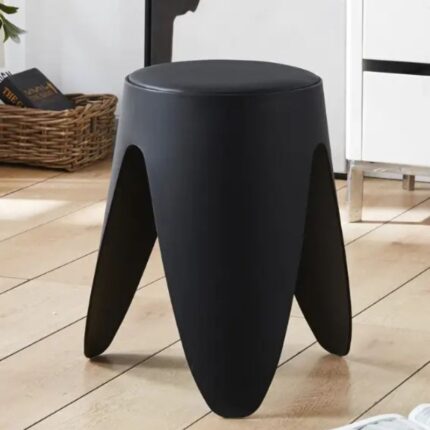 Tabouret Robuste Style Nordique - Empilable - Noir