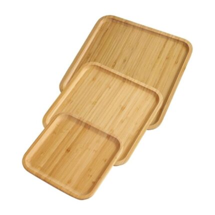 Lot de 3 Plateaux en Bois - Carré