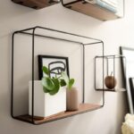 Étagères Murales 4pcs en Métal et Placage de Bois – Image 2