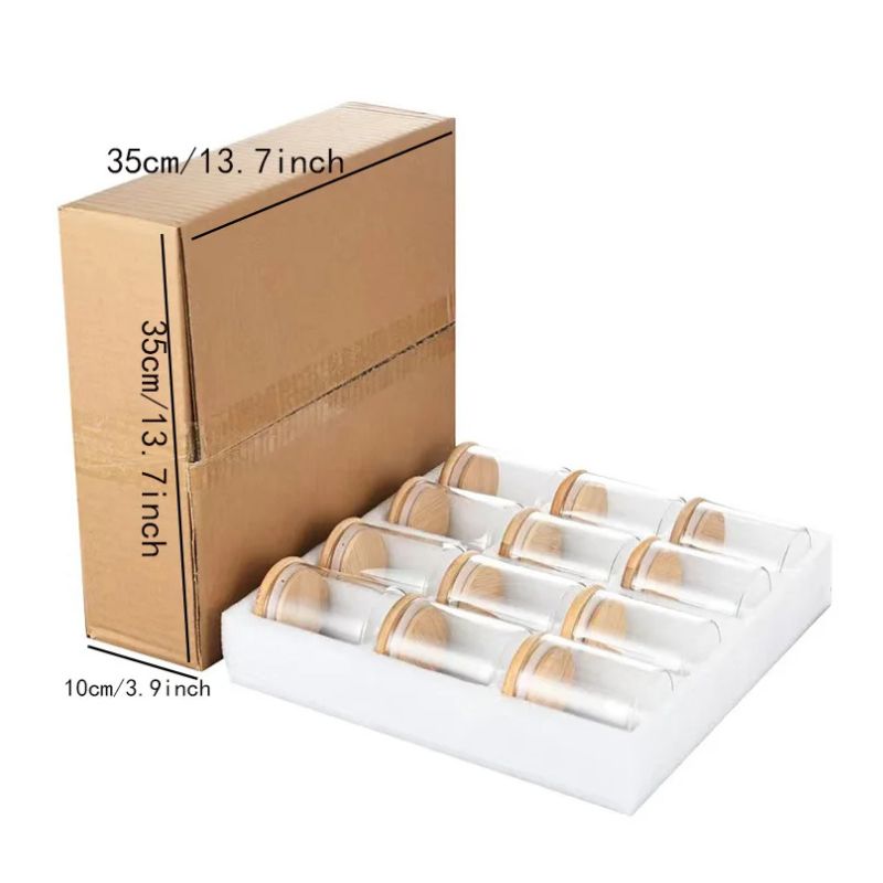 Copie de Copie de Copie de Copie de Copie de Sans titre (23) Lot de 12 Bocaux en Verre 200mL avec Couvercle en Bois - Pots à Epices – Image 2