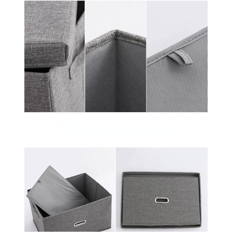 Copie de Copie de Copie de Copie de Copie de Sans titre (35) Bac de Rangement Pliable en Coton et Lin - Avec Couvercle – Image 5