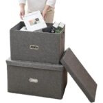 Bac de Rangement Pliable en Coton et Lin - Avec Couvercle – Image 3
