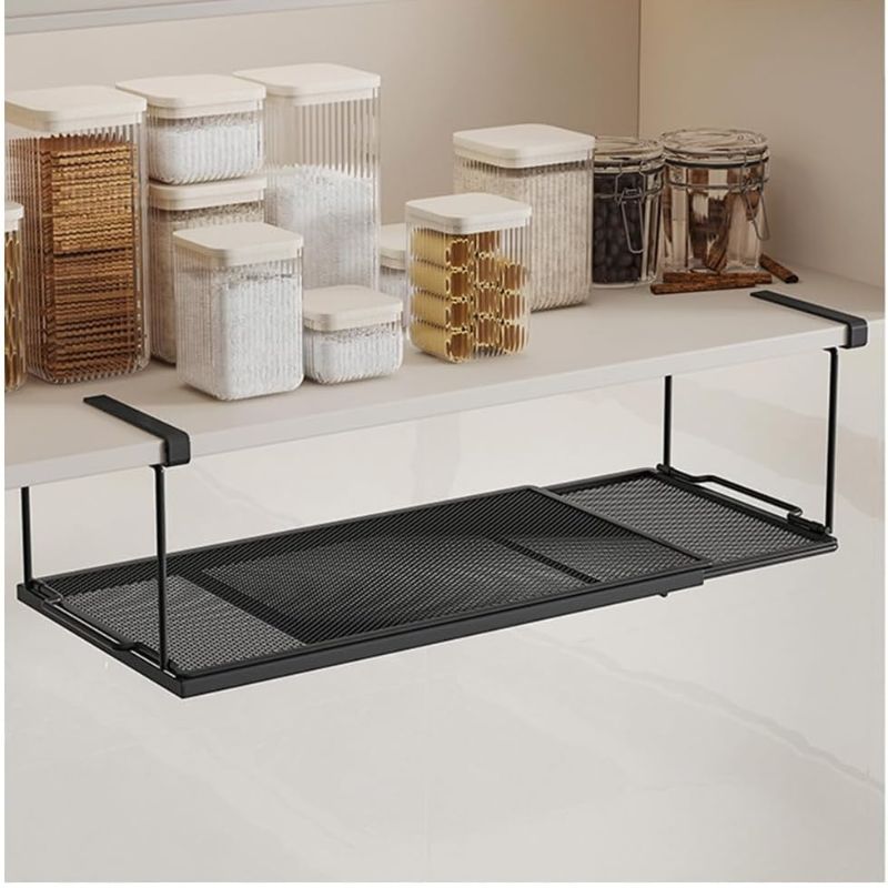 Copie de Copie de Copie de Copie de Copie de Sans titre (13) Panier de Rangement Extensible à Suspendre sous une Etagère - Jusqu'à 70cm – Image 1