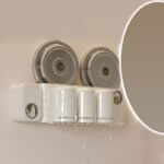 Etagère de Douche Adhésive / Support Brosse à Dent + Distributeur Dentifrice – Image 2