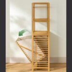 Etagère en Bambou à 3 Niveaux + Panier à Linge Amovible - 119x50cm – Image 2