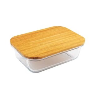 Boîte Alimentaire en Verre Borosilicate avec Couvercle en Bambou – 1520 ml
