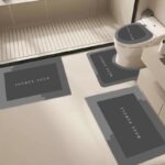Ensemble Tapis de Bain 4pcs en Microfibre Absorbant Anti-Dérapant - Séchage Rapide