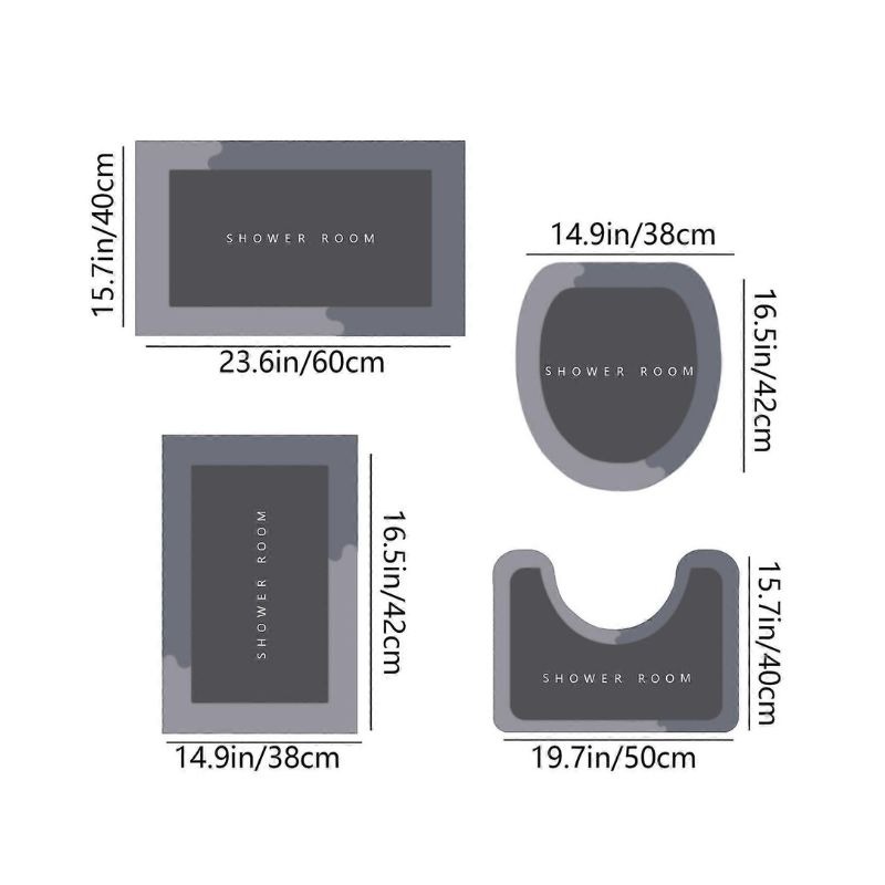 Copie de Copie de Sans titre - 2025-10-11T173529.985 Ensemble Tapis de Bain 4pcs en Microfibre Absorbant Anti-Dérapant - Séchage Rapide – Image 2