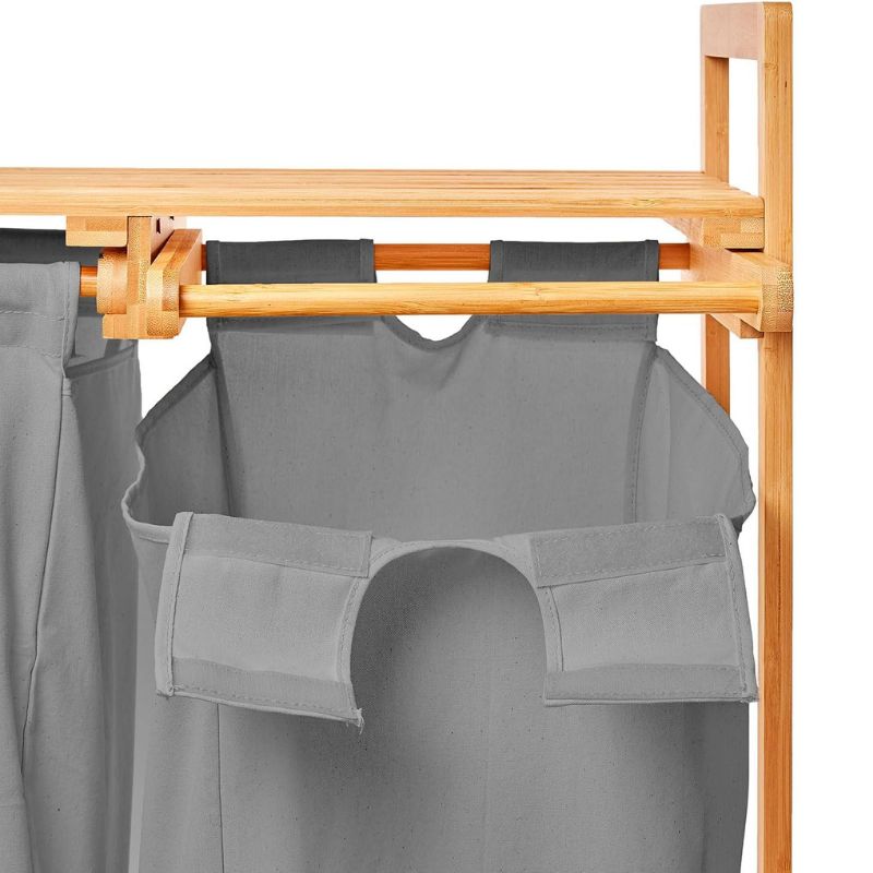 Copie de Copie de Sans titre - 2025-10-13T084219.688 Panier à Linge à 2 Compartiments avec Etagère en Bois – Image 2