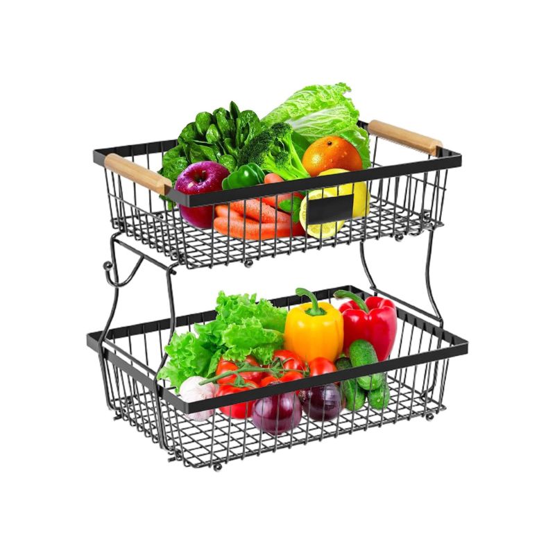 Copie de Copie de Sans titre - 2025-10-13T101430.336 Corbeille à 2 Niveaux avec Poignée en Bois – Image 1