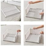 Panier de Rangement Pliable et Empilable en Plastique avec Rail Coulissant – Image 3