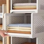 Panier de Rangement Pliable et Empilable en Plastique avec Rail Coulissant