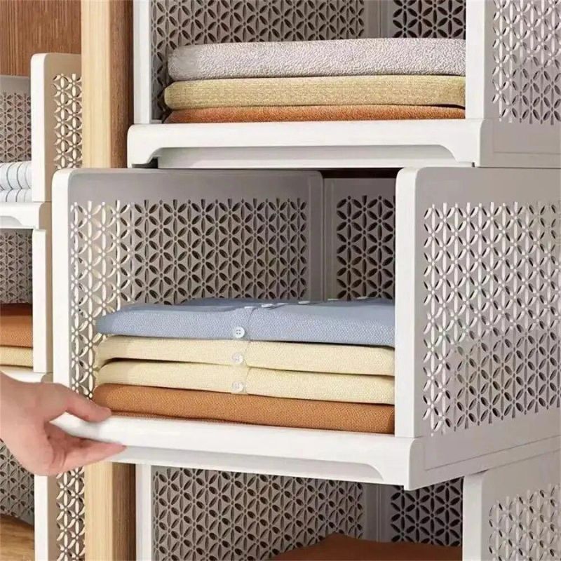 Copie de Copie de Sans titre - 2025-10-13T135528.233 Panier de Rangement Pliable et Empilable en Plastique avec Rail Coulissant – Image 1