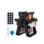 Support Pots à Epices Rotatif - 18 Bocaux + Etiquettes + Entonnoir