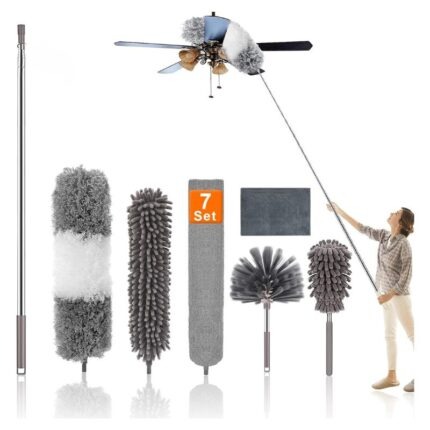 7 Pièces Plumeau Telescopique, Tete de Loup - Jusqu'à 256cm