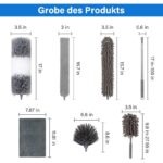 7 Pièces Plumeau Telescopique, Tete de Loup - Jusqu'à 256cm – Image 3