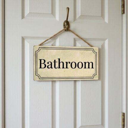 Plaque de Porte de Salle de Bain en Bois - 20x10cm