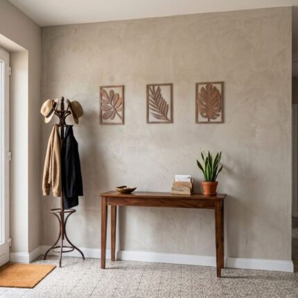 Ensemble de 3 Sculptures Murales en Bois de 22x30cm