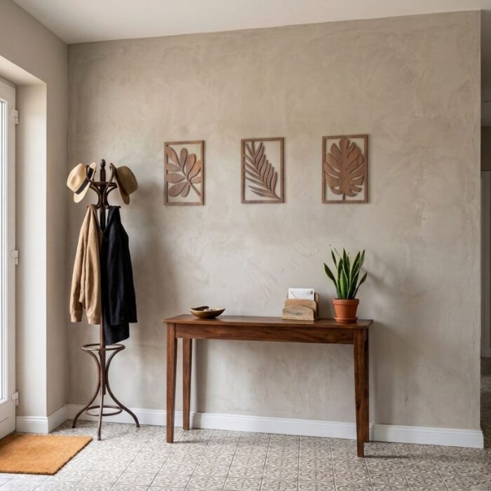 Ensemble de 3 Sculptures Murales en Bois de 22x30cm