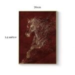 Grand Tableau D'art Mural - Cheval Rouge & Or - 70x140cm – Image 2