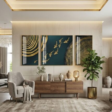 Set de 3 Tableaux D'art Mural Poisson - 70x50 + 70x90 + 70x50cm