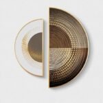 Duo Tableaux D'art Abstrait Demi-Cercles - (35x70cm + 45x90cm) – Image 2