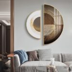 Duo Tableaux D'art Abstrait Demi-Cercles - (35x70cm + 45x90cm)