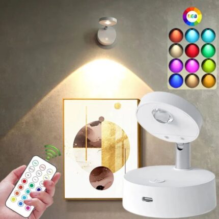 2 Projecteurs LED Rechargeable USB avec Télécommande pour Tableaux ou Placard