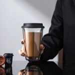 Tasse à Café à Double Paroi avec Couvercle en Silicone - 365mL