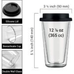 Tasse à Café à Double Paroi avec Couvercle en Silicone - 365mL – Image 4