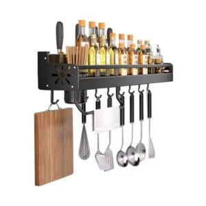 Étagère à Epices Murale et Organisateur Ustensiles – 60cm