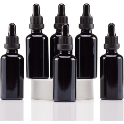 Lot de 6 Flacons Compte-Goutte Noirs - 50mL