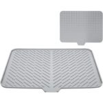 Tapis Egouttoir à Vaisselle en Silicone Gris avec Bec de Drainage - 58x45cm – Image 5