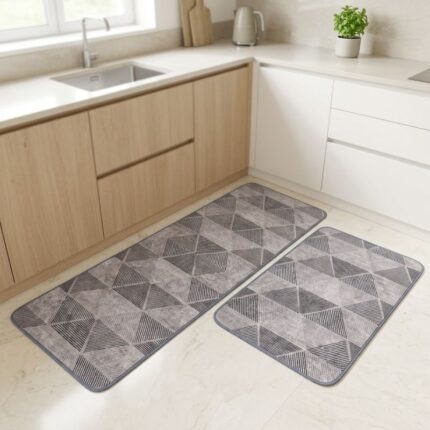 Set de 2 Tapis - 40x120 + 40x60cm - Gris